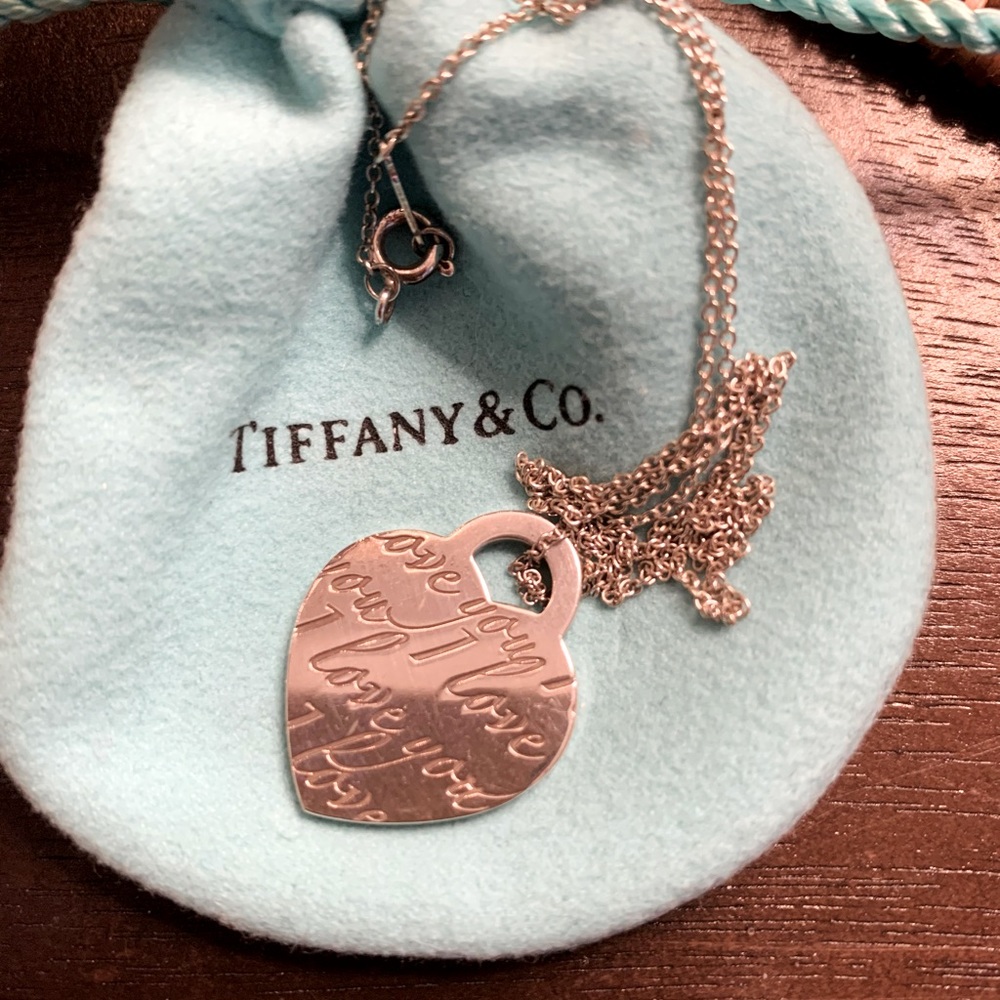 Authentic Tiffany & Co. Sterling silver “I love you” necklace.